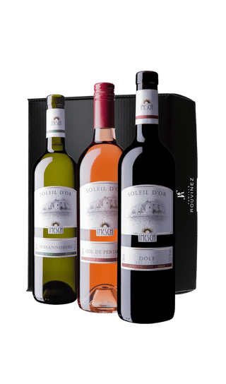 Coffret 3 bouteilles Soleil d'Or (Johannisberg, Oeil-de-Perdrix, Dôle)